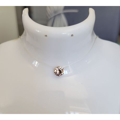 Ras De Cou Fil Transparent Strass Champagne !