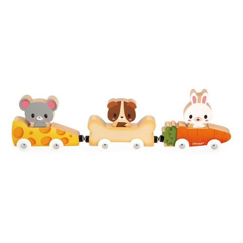 Animaux Familiers Magnétiques - Jouet D'éveil - 3 Véhicules + 3 Animaux En Bois - Jeu En Bois Fsc - Dès 18 Mois