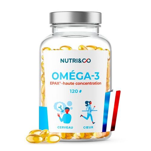 Omega 3 Huile De Poissons Sauvages 2000mg-Haute Concentration Epa Dha Et Vitamine E-Issus De PÃªche Durable - 120 GÃ©lules-Nutri&co 
