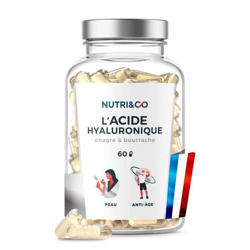 Acide Hyaluronique + Onagre + Bourrache | Anti-Age, Action Anti-Rides, Hydratation De La Peau | 60 Gélules Made In France | Nutri&co 