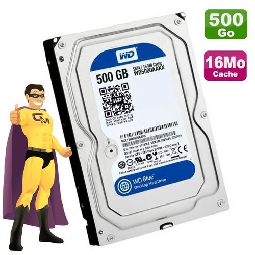 Disque Dur 500Go SATA 3.5" WD Western Digital Caviar Blue WD5000AAKX 7200 16Mo