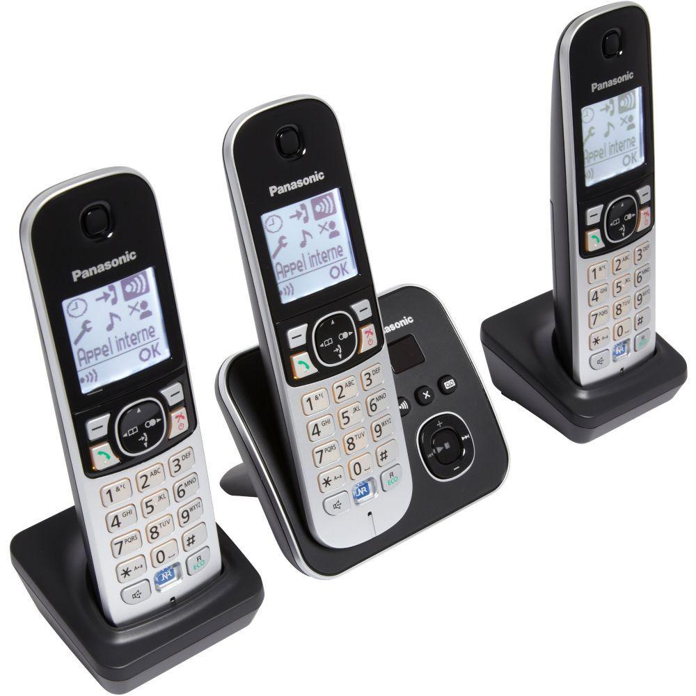 Téléphone sans fil Panasonic DECT 6.0, 4 combinés, noir