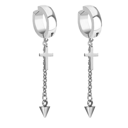 1 Paire De Longues Boucles D'oreilles Pendantes Argent