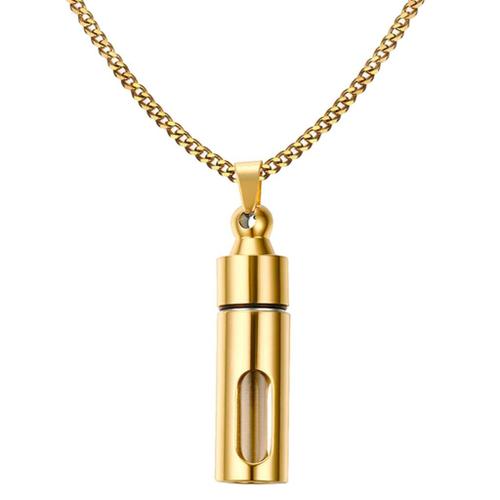 48mm Tube Ouvrable Urne Pendentif Collier Pour Cendres Bijoux De Cheveux - Doré, 60cm D'or