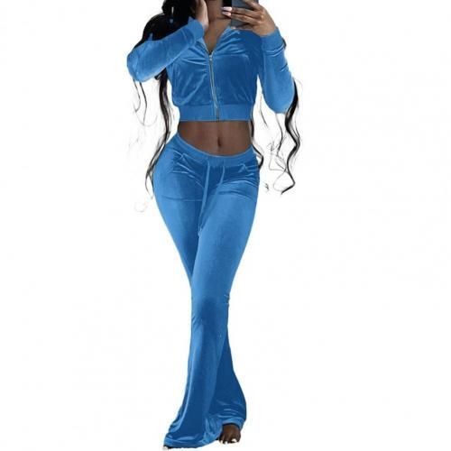 Haut Court Et Pantalon Évasé, Survêtement Tendance, Nombril Exposé, Manches Longues, Tenue De Sport Pour Vacances, Vêtements D'entraînement