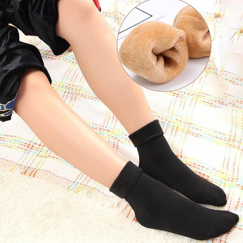 Chaussettes En Velours Épais Et Chaudes Pour Femmes, Noir, Sac Opp Indépendant, Liquidation