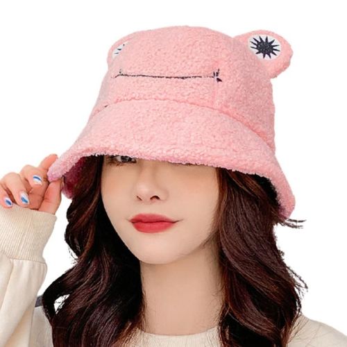 Chapeau En Laine D'agneau Avec Oreilles De Chat Pour Femme, Seau En Peluche Pour Pêcheur, Garde Au Chaud, Décontracté, Plat, Automne Et Hiver