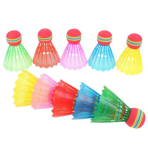 Plumes De Badminton Eva Arc-En-Ciel, 10 Pièces/Paquet, Tête De Balle En Nylon Pour Jeu, Sport, Divertissement Avec Baril Transparent