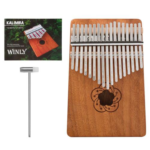 Piano À Pouce Kalimba 17 Touches, En Bois D'acajou, Corps Mbira, Instruments Musicaux Avec Feuille De Musique, Marteau, Piano À Doigts Africains, Christ