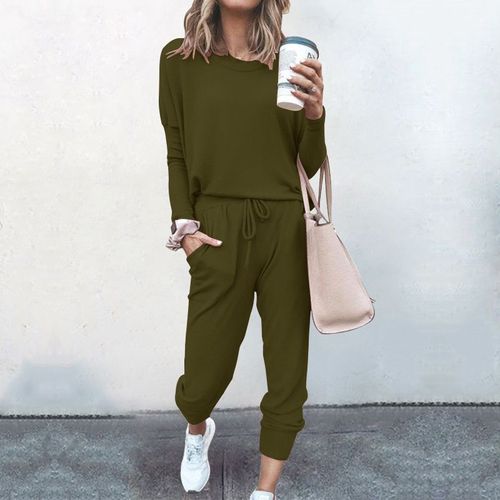 Survêtement Pour Femmes, Ensemble De 2 Pièces, Ample, Vêtements De Sport, Style Simple, Couleur Unie, Manches Longues, Décontracté, Automne Hiver 2021
