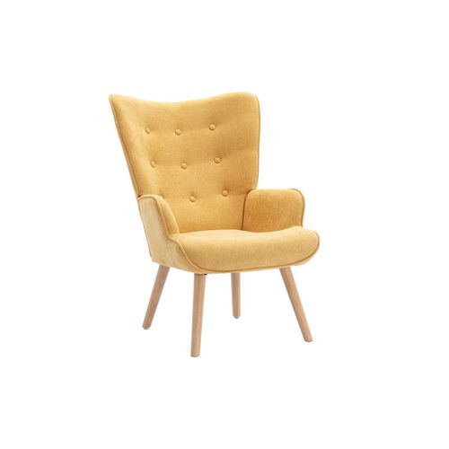 Fauteuil En Tissu Jaune Moutarde Vately