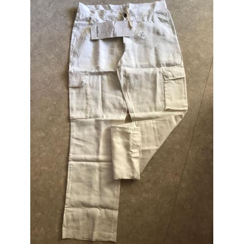 Pantalon En Lin Blanc Rg 512 Neuf Taille L Ou 42