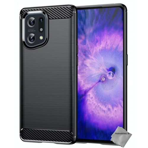 Housse Etui Coque Silicone Gel Carbone Pour Oppo Find X5 5g + Film Ecran - Noir