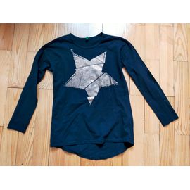 Haut / Top / T-Shirt Benetton Noir Avec Grande Étoile Cuivrée 150cm/Xs Tbe