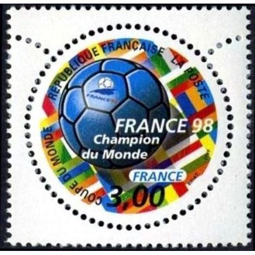 France 1998, Très Beau Timbre Neuf** Luxe Yvert 3170, Coupe Du Monde De Football 98, "Champion Du Monde".