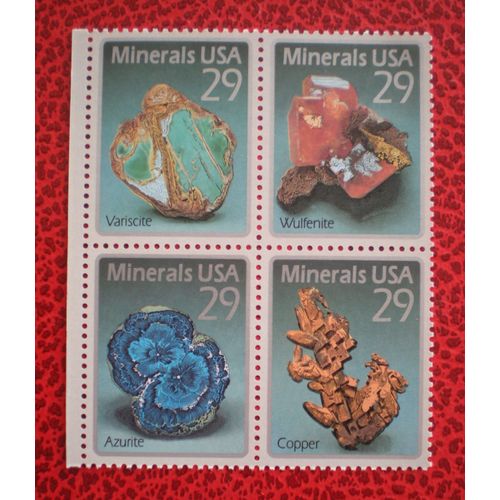 Minéraux Des Etats-Unis - Lot De 4 Timbres Neufs ** - Bloc - Usa - Année 1992 - Y&t N° 2111, 2112, 2113 Et 2114