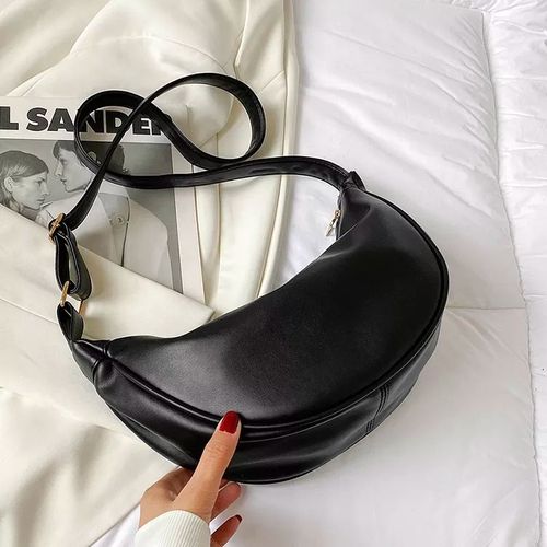 Demi-lune en cuir PU pour femmes,petits sacs à bandoulière à fermeture éclair,couleur unie,sacs à main tendance,marque de luxe d'hiver 2023
