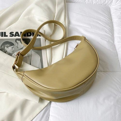 Demi-lune en cuir PU pour femmes,petits sacs à bandoulière à fermeture éclair,couleur unie,sacs à main tendance,marque de luxe d'hiver 2023