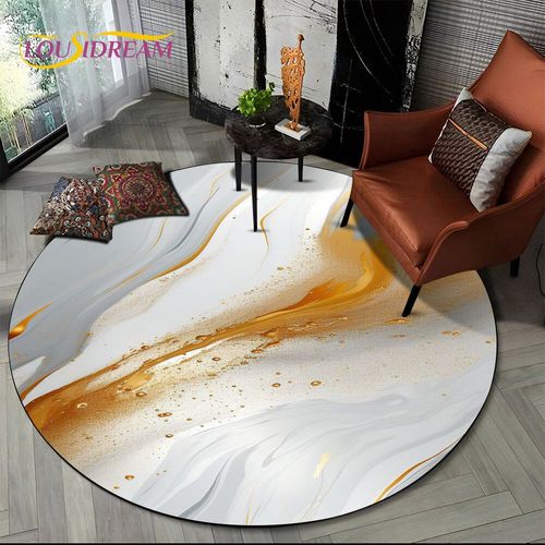 Tapis Rond Luxueux En Marbre De Couleur 3d,Vert,Bleu,Or,Pour Salon,Chambre À Coucher,Décor De Chaise D'enfant,Zone Pour Animaux De Compagnie,Polymères Non Ald - Type Diameter 80cm #D