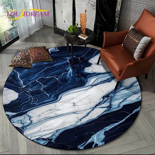 Tapis Rond Luxueux En Marbre De Couleur 3d,Vert,Bleu,Or,Pour Salon,Chambre À Coucher,Décor De Chaise D'enfant,Zone Pour Animaux De Compagnie,Polymères Non Ald - Type Diameter 100cm #S