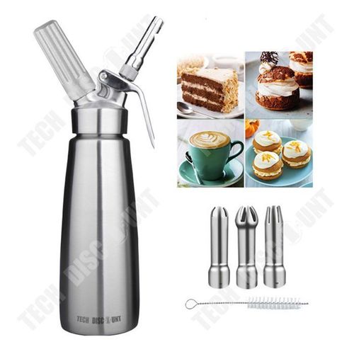 Td Siphon Chantilly 500ml Design Ergonomique Professionnel Syphon À Crème Chantilly En Aluminium Avec 3 Douilles En Acier Inoxydable