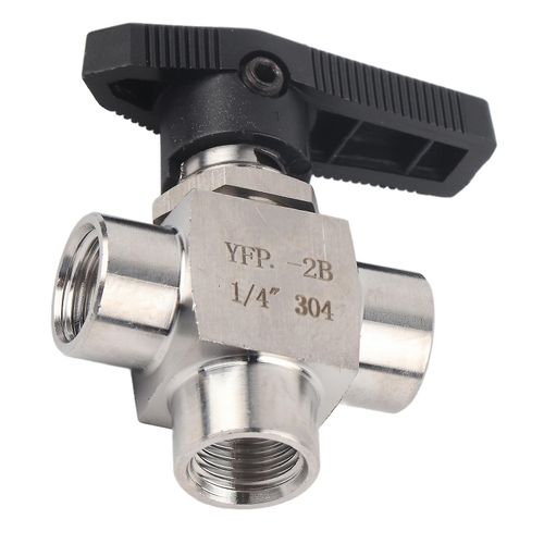 Stainless Steel 3 Way Ball Valve 1/4in BSPP Female Thread for Water Pipe Flow Control