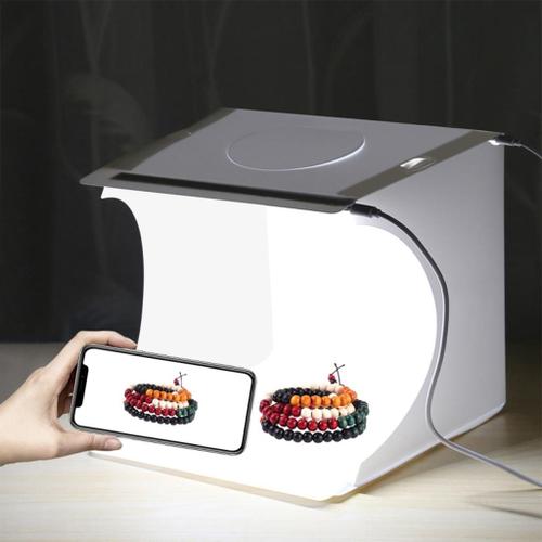3 Couleurs décors pour la publicité de Bijoux Portable Photo Studio Box Stand Portable Table Lighting Kit de Tente Pliable Cube de lumière avec 14 LED 