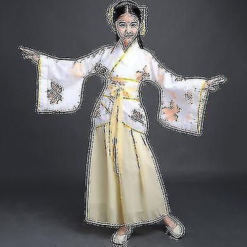 Costume De Soie Chinoise Filles Enfants Kimono Chine Traditionnel Vintage Ethnique Fan Étudiants Chorus Danse Costume Hanfu