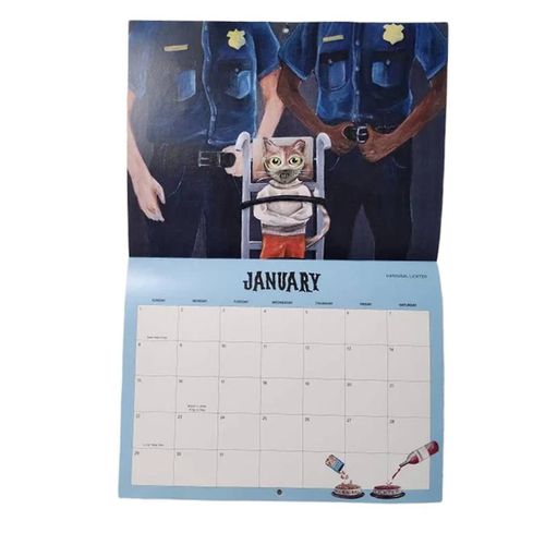 Scaredy Cats 2024 Calendrier Mensuel, Horreur Film Chat Parodie 12 Mois Calendrier Mural