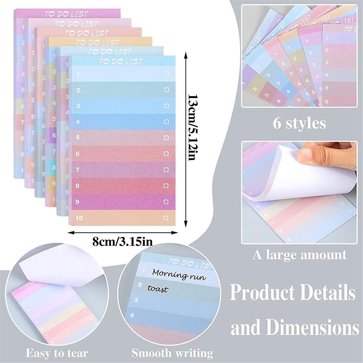 12pcs To Do List Sticky Notes, 5.1x3.2inch, 600 Sheets, Asso... - 3