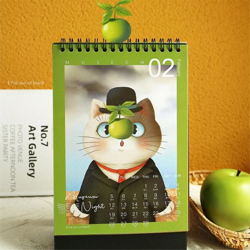 Chaton 2024 Bureau Calendrier Musée Chat Nuit Ins Calendrier Décoratif Bureau École Papeterie