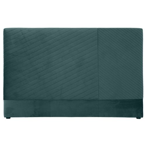 Tête De Lit Avec Motif Géométrique En Velours Bleu Paon L170 Cm Riga
