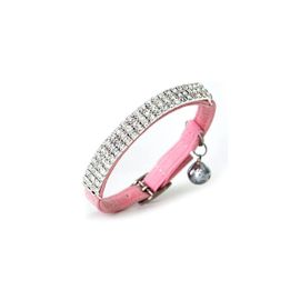 Collier Pour Chat En Velours Doux, Reglable, Pour Chaton, Diamant Avec Clochette, Rose Great-Fair