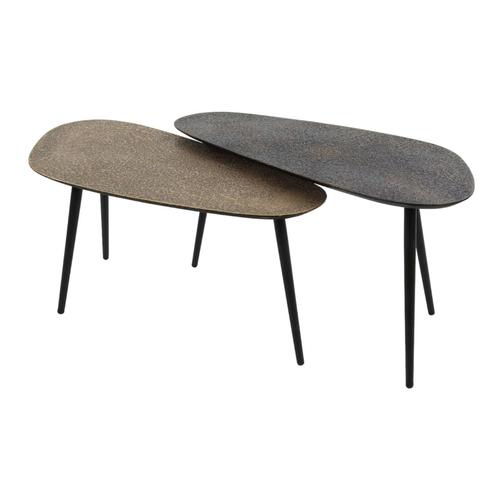 Lot De 2 Tables Basses Effet Doré Et Gris Anthracite