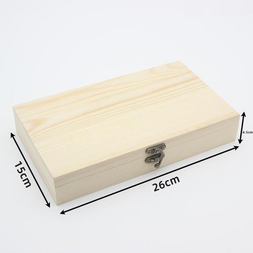 velocitye Boîte rectangulaire en bois non fini Boîtes de rangement  artisanales naturelles avec couvercle à charnière et fermoir avant pour les  loisirs L