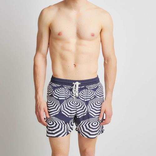 Short De Bain Parasol Print Marine/Blanc