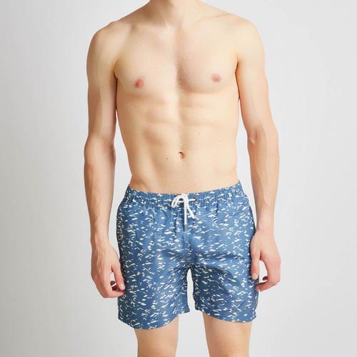 Short De Bain Print Bleu/Blanc