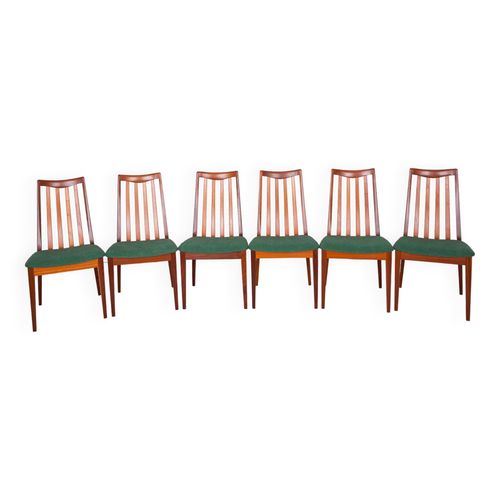Chaises De Salle  Manger En Tissu Et Teck Par Leslie Dandy Pour Gplan Annes 1960 Lot De 6 Vert