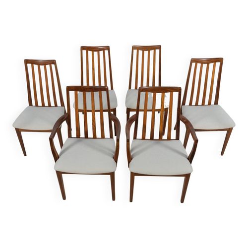 Chaises De Salle  Manger En Teck Et Tissu Du Milieu Du Sicle Par Leslie Dandy Pour Gplan Annes 1960 Lot De 6 Beige