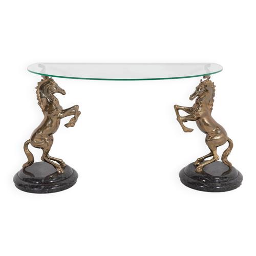 Console De Design Italien Avec Chevaux En Laiton Moul Dore