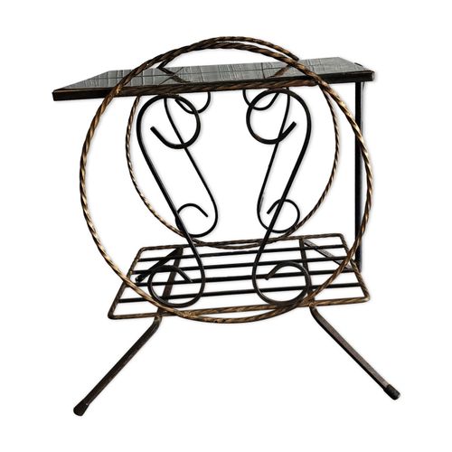 Ancien Gueridon Table Daposappoint Vintage En Fer Forge Noir