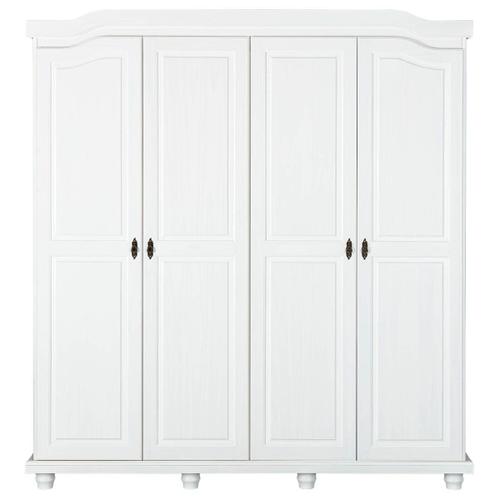 Neder - Armoire 4 Portes Bois Massif Blanc