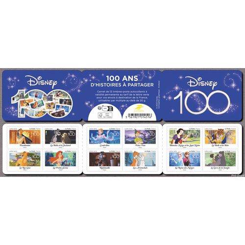 France 2023, Très Belle Bande Carnet Neuve** Luxe Yvert 2320, 12 Timbres 2320 À 2331 Disney 100 Ans D'histoires À Partager, Validité Permanente Lettre Verte, Pour Collection Ou Affranchissements.