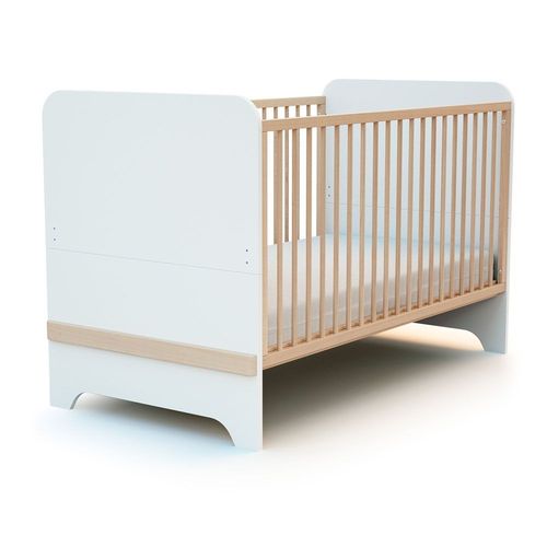 Lit Évolutif 70x140 Cm Carrousel Blanc Et Hêtre Verni