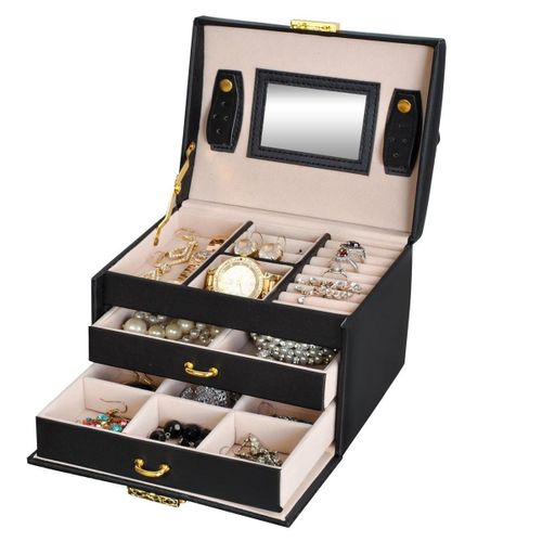 Grande Boîte À Bijoux À Plusieurs Niveaux - Noir