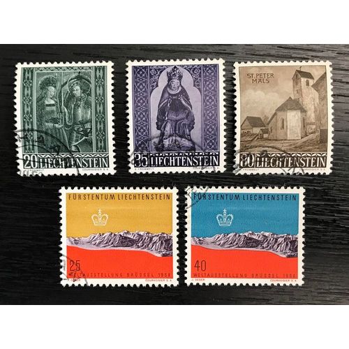 Lot De 5 Timbres Oblitérés Liechtenstein 1958