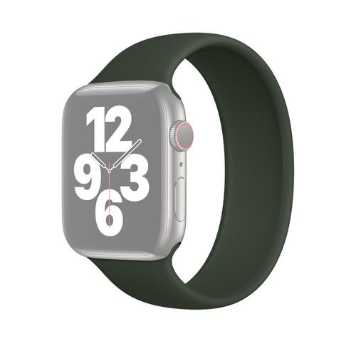 Pour Apple Watch Series 6 & Se & 5 & 4 44mm / 3 & 2 & 1 42mm Bracelet De Remplacement En Silicone Élastique De Couleur Unie, Taille: L 156mm (Vert Foncé)