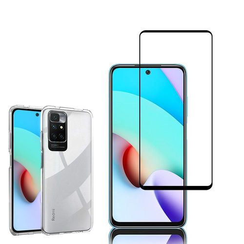 Coque Silicone Pour Xiaomi Redmi 10 6.5" Gel Ultraslim Et Ajustement Parfait - Transparent + 1 Film Verre Trempé - Noir