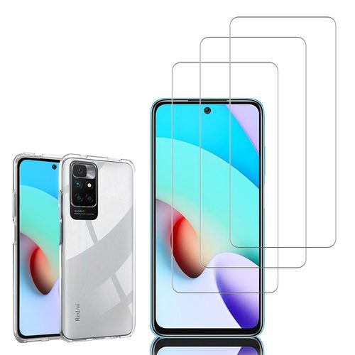 Coque Silicone Pour Xiaomi Redmi 10 6.5" Gel Ultraslim Et Ajustement Parfait - Transparent + 3 Films Verre Trempé - Transparent