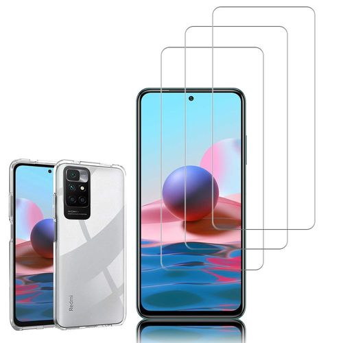 Coque Silicone Pour Xiaomi Redmi 10 2022 6.5" Gel Ultraslim Et Ajustement Parfait - Transparent + 3 Films Verre Trempé - Transparent